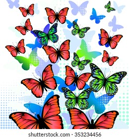 Flying up butterfly background. Vector