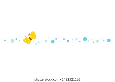 Flying butterfly border template on white background.