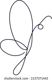 Flying butterfly continuous line drawing.Element Isolated on white background for logotip or tattoo. Vector illustration simple form in trendy outline style.