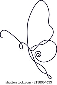 Flying butterfly continuous line drawing.Element Isolated on white background for logotip or tattoo. Vector illustration simple form in trendy outline style.