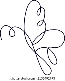 Flying butterfly continuous line drawing.Element Isolated on white background for logotip or tattoo. Vector illustration simple form in trendy outline style.