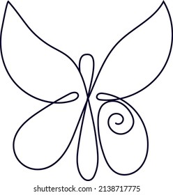 Flying butterfly continuous line drawing.Element Isolated on white background for logotip or tattoo. Vector illustration simple form in trendy outline style.