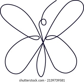 Flying butterfly continuous line drawing.Element Isolated on white background for logotip or tattoo. Vector illustration simple form in trendy outline style.
