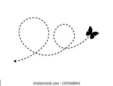 Flying Butterfly with Dotted Line Route