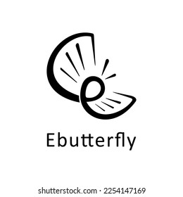 flying butterfly e letter logo