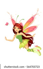 Flying Butterfly Fairy Vector Illustration