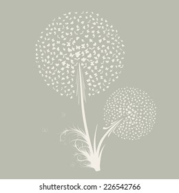 flying butterfly in the form of a dandelion