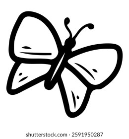 Flying butterfly. Hand drawn doodle. Winged insect. Pretty moth. Summer season. Wild life animal. Nature fauna. Vector line art illustration.