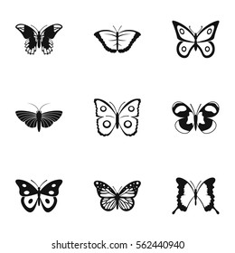 Flying butterfly icons set. Simple illustration of 9 flying butterfly vector icons for web