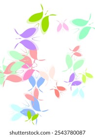 Conjunto aislado de mariposa voladora. Mariposa rosa, verde, marrón, amarilla. Ilustración vectorial animal de primavera