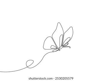 Flying Butterfly line drawing continuous line art vector illustration