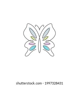 Flying butterfly logo minimalist monoline style