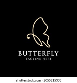 Flying Butterfly Logo with simple minimalist line art style