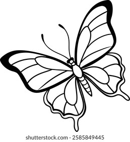 Flying butterfly outline - simple and elegant design