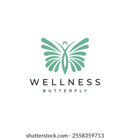 Flying Butterfly People for Beauty and Wellness Logo Design Vector