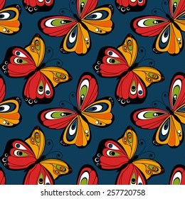 Flying butterfly seamless pattern. Vector illustration