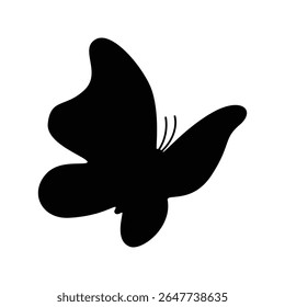 Flying Butterfly Shadow Art, Elegant Nature Symbol Vector.