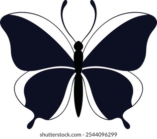 Flying butterfly silhouette icon vector. Exotic flying butterflies logo side view. Outline butterflies romantic tattoo, tropical insects stencil.