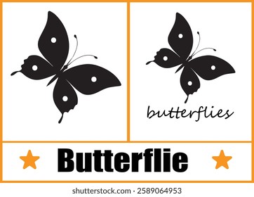 Flying butterfly silhouette vector DESIGN