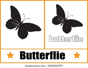 Flying butterfly silhouette vector DESIGN