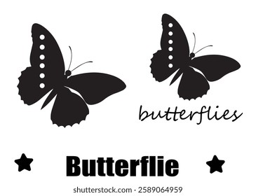 Flying butterfly silhouette vector DESIGN