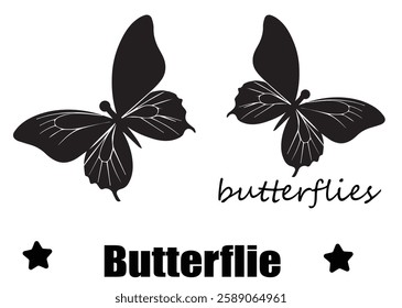 Flying butterfly silhouette vector DESIGN