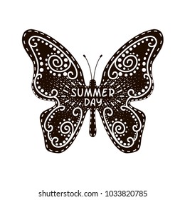 Flying butterfly, summer day