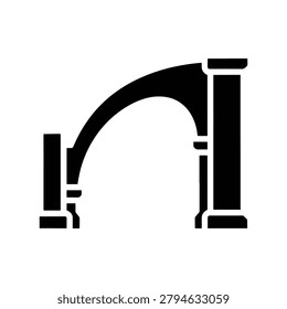 Flying buttress silhouette icon for gothic architectural design