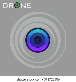 Flying camera Vector Illustration. Realistic image of camera for drones and other purposes