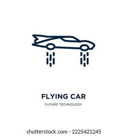 flying car icon from future technology collection. Thin linear flying car, car, transport outline icon isolated on white background. Line vector flying car sign, symbol for web and mobile