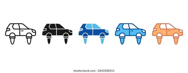 Flying Car Icon Set Multiple Style Collection