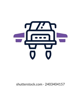 icono del coche volador. icono de doble tono vectorial para tu sitio web, móvil, presentación y diseño de logotipo.