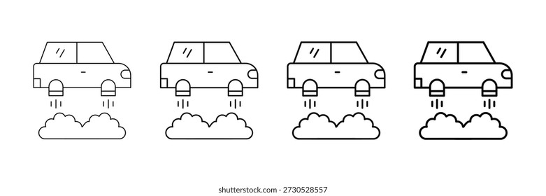 Fliegende Auto-Symbole Vektor-Set in verschiedenen Stroke Line-Stil