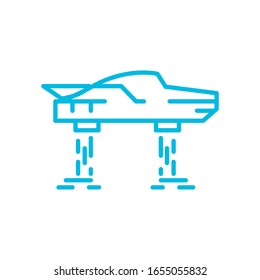 flying car line style icon design, futuristic virtual technology modern innovation digital entertainment tech and simulation theme Vector illustration