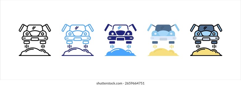 Conjunto de iconos de estilo múltiple de coche volador