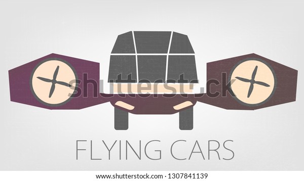 Flying Car. Our Future. Flat and Cartoon Style.\
Sign or Emblem. Drone. Unmanned Vehicle. Transportation Symbol.\
Truck Silhouette. Vector. Flat Auto Transport. Futuristic\
Automotive Technology.\
Banner.