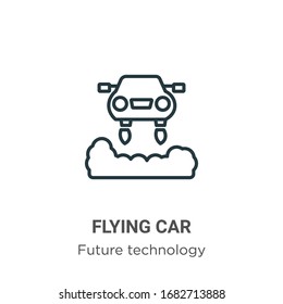 Flying Car Outline Vector Icon. Thin Line Black Flying Car Icon, Flat Vector Simple Element Illustration From Editable Future Technology Concept Isolated Stroke On White Background