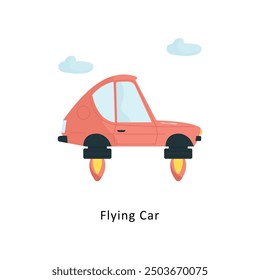 Flying Car Vector Flat Icon Design illustration Symbol on White background EPS 10 File