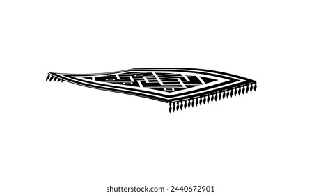 Flying carpet, black isolated silhouette