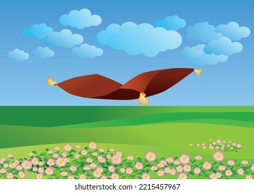 Teppichboden, Wiese und Blumen, Vektorgrafik