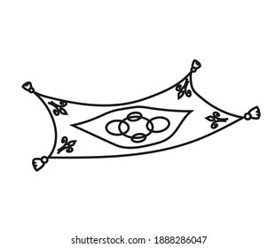Flying carpet on a white background. Silhouette. Vector illustration.