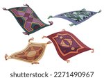 flying carpet vector illustration collection set
