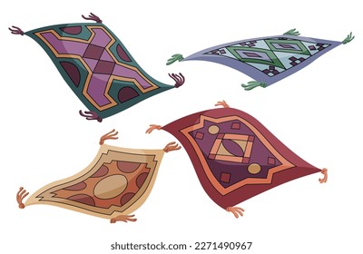 flying carpet vector illustration collection set