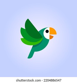 Flying Carrot, Love Bird Icon Character Logo Mascot Vector Illustration Design. Isolated On Blue Background.