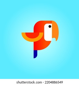 Flying Carrot, Love Bird Icon Character Logo Mascot Vector Illustration Design. Isolated On Blue Background.