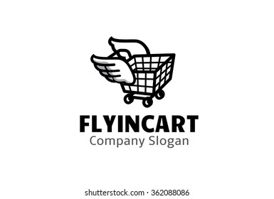 Flying Cart Logo Design Illustration