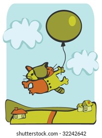 Flying cartoon cat