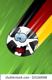 flying cartoon football with flag