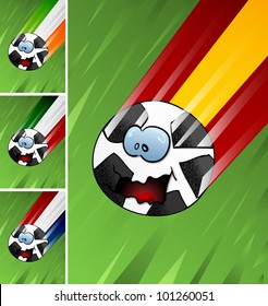 flying cartoon football with flag