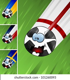 flying cartoon football with flag